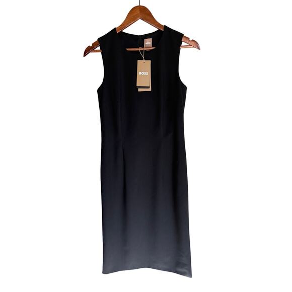 BOSS Dirusa Fundamental Sheath Dress Size 2 Black Corporate Dress Classy Chic - Picture 4 of 13